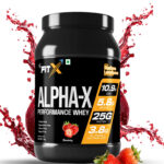 Alpha-X Performance Whey | 25 gm Protein per Serving | Added DigeZyme & LactoSpores | Superior Absorption Formulae| Flavour Strawberry