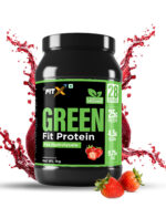 Green Fit Protein | Pea Hydroslyate | 25 gm Protein per Serving | Vegan, Lactose free & Soy free | Yummiest & No Chalky Flavour | Superior Absorption Formulae| Flavour strawberry