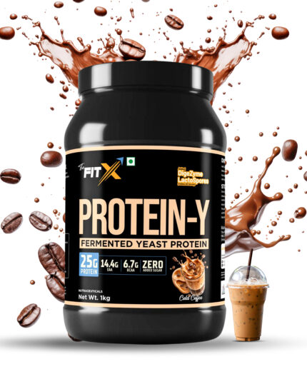 THE FITX Fermented Yeast Protein | 25g Protein | 6.7g BCAA | 14.4g  EAA | PDCAAS 1 | Zero Added Sugar | Gut Friendly | Lactose & Soy Free | Superior Absorption Formulae | Yummiest Protein | Cold Coffee