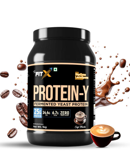 THE FITX Fermented Yeast Protein | 25g Protein | 6.7g BCAA | 14.4g  EAA | PDCAAS 1 | Zero Added Sugar | Gut Friendly | Lactose & Soy Free | Superior Absorption Formulae | Yummiest Protein | cafe mocha
