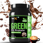 Green Fit Protein | Pea Hydroslyate | 25 gm Protein per Serving | Vegan, Lactose free & Soy free | Yummiest & No Chalky Flavour | Superior Absorption Formulae| Flavour Cafe Mocha