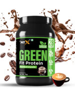 Green Fit Protein | Pea Hydroslyate | 25 gm Protein per Serving | Vegan, Lactose free & Soy free | Yummiest & No Chalky Flavour | Superior Absorption Formulae| Flavour Cafe Mocha
